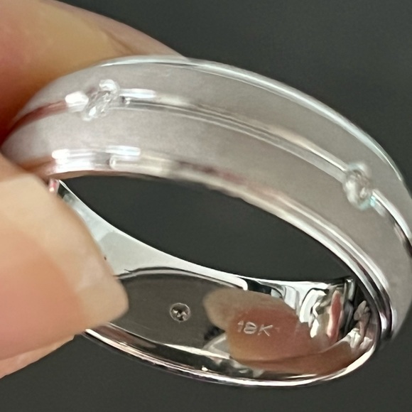 18K white gold men’s band - Picture 2 of 4